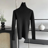 Women's Turtleneck Solid Bottomed Knit Shirt 2022 Autumn Winter Korean Style Simple 8-color