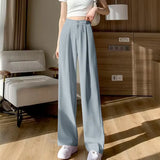 Toloer Leg Pants Women's Pants Down Loose High Waist Khaki Pants Spring And Autumn Suit Narrow Version Straight Leg Casual Floor Pants-Outfit