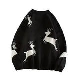 2022 autumn winter Long sleeve Keep warm sweaters men Korean O-neck elk Christmas couple pullover black red sweater