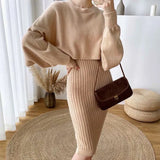 And Winter Korean Version Of Lazy Sweater Women Loose Chic Hoodie Top Two Sets Of Knitted Sling Vest