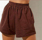 Summer Women's Tight Waist Loose Broad Legs Solid Color Leisure Sports