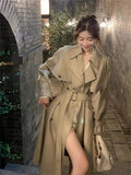 Trench Women Autumn Winter 2023 New Double Breasted Belted Loose Korean Jacket Office Lady Outerwear Female Fashion