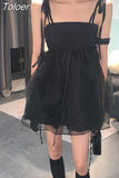 Harajuku Woman Dress Sexy Sling Robe Femme Slim Waist A-line Vintage Black Summer Dresses 2023 Vestidos De Mujer