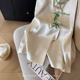 High-End Women's Wear New Chinese Apricot Bamboo Satin Collar Vest 2024 Female Spring And Summer Fashion-Outfit