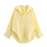 New Bat Sleeve Loose Striped Shirt