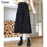 Skirts Women Ulzzang Spring Autumn Patchwork Fashion Solid Sweet Females All-match High Street Folds Newest Casual