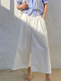 And Summer New White Seven-Point Trousers Women's French Casual Pants Cotton Broad Leg Pants Famous Fragrant Style Women's