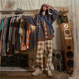 Deeptown 2020 New Hit Womens Jacket Autumn Vintage Clothing Oversized Letter Print Warm Jacket Loose Casual Contrast Coat