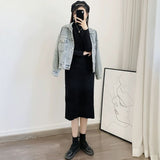 And Winter With Coat Sweater Dress Women Loose Fashion With Medium And Long Bottoming Over The Knee Knit