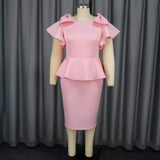Women's Bow Bow Lotus Leaf Dress Banquet Party High Waist Dress