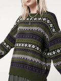 Long Sleeve Vintage Jacquard Sweater-Outfit