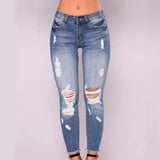 Elastic Slim Ripped Jeans-Outfit