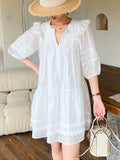New White French Dress Holiday Style Bubble Sleeve Short Skirt Girl Fairy Korean Small Man
