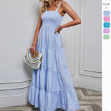 Spring And Summer New Women's Slings To Close The Belt Stripe Holiday Dress Female