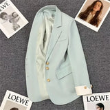 Toloer Suit Jacket Female 2024 Spring New Korean Version Of Fashion Suit Blue Fried Street Foreign Style Design Jacket-Outfit