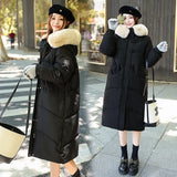 2024 New Winter Milk Shout Down Cotton Suit Female Long Over The Knee Vitality Girl Big Hair Collar Cotton-Padded Jacket Jacket-Outfit
