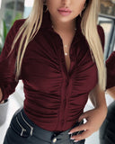Independent Station 2023 Autumn And Winter New Commuter Long-Sleeved Lapel Shirt Women's Stock-Outfit