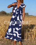 Ladies Style V-Neck Loose Waist Dress 2025 Summer Fashion New Set Long