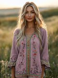 New Hot 3D Printed Ladies Round-Neck Long Sleeve Retro Bohemian