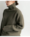 Elegant Autumn Winter Oversized Women Sweater New Solid Loose Turtleneck Knitted Sweaters Long Sleeve Pullover