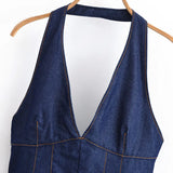Homemade New Women's Classic Bony Denim Suspension Dress