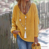 Toloer Ladies Casual Loose Long Sleeve V Neck Fall Winter Sweater Knit