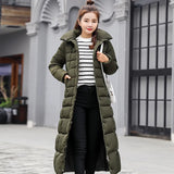 2024 New Fashion Korean Version Of Long Coat Slim Women's Hooded Long Sleeve Warm Padded Coat Tide-Outfit