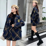 Autumn Fashion Two-piece Suits Thick Plaid Tweed Female Coat A-line Skirt Two 2 Piece Set Women Suit Basic Jackets