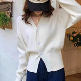 Gentle White V-Neck Knitted Jersey Autumn And Winter New High-End Lazy Wind To Close The Waist Short Sweater