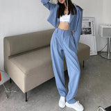 Autumn Blazer Sets Women Two Piece Outfits Long Sleeve Short Coat Crop Jacket and Long Suit Pants 2 Pieces Ensemble