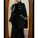 Style Cloak Coat Women New Chinese High end Plush Capes Autumn and Winter Loose Causal Warm Black Coat Women Clothing-Outfit