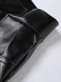 Stacked Pu Leather Pants-Outfit