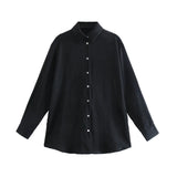 New Women's Autumn Printing Multi-Color Silk Sipping Long-Sleeved Collar Loose Shirt
