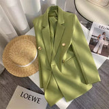 Toloer Spring And Autumn Women's Korean Version Of The New Design Sense Simple Temperament Fashion Suit Long Sleeve Coat Candy Green Suit-Outfit