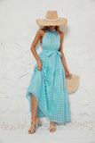 Women's Summer New Hot Selling Hanging Neck Lotus Leaf Side Long