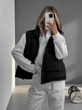 Jacket Vest 2024 Autumn / Winter New Fashion Hot Girls With Sleeveless Hooded Down Cotton Jacket-Outfit