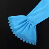 Elegant Round Collar Horn Long-Sleeved Dress Party Hundred Folds Dress Dress