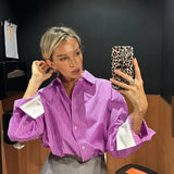 Toloer Dress 2024 New Women's Top Simple Casual Contrast Color Striped Long Sleeve Shirt Pink Loose Shirt-Outfit