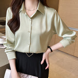 And Autumn 2025 New Advanced Sensational Anti-Floored Wrinkled-Faced Shirt For Women's French Leisure Career Commuting