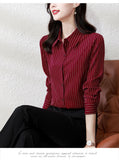 Toloer Senior Sense Stripe Shirt Female Light Ripe Wind Design Sense Minority Professional Temperament High-End Long Sleeve Shirt-Outfit
