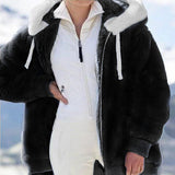 Hot New Autumn And Winter Loose Plush Multi-Color Hooded Coat