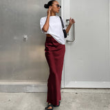 Toloer And Summer New Simulation Silk Skirt Satin Bread Hip Skirt Women Casual Color Tintail