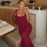 Solid Strap Mesh Bodysuit Maxi Dress-Outfit