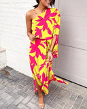 Independent Station Sexy And Popular Style Oblique Shoulder Single-Sleeved Dress For Women-Outfit