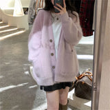 Mink Velvet Soft Waxy Sweater Coat Female Autumn Winter New Gentle Languid Lazy Long Loose Sweater-Outfit