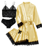 2021 New Ladies Pajamas Four-Piece Sexy Sling Skirt Set Home Lace Pajamas