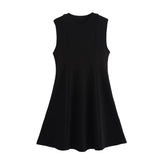 Women's Spring 2025 New Sleeveless Round-Necked Knitted Skating Dress Mini