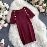 Sleeve O-neck High Quality Knitted T-shirts With Decorated Buttons Girls Stretchy Top Thin Tshirt Summer Tees For