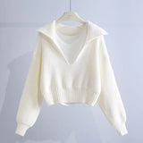 Fashion Sweater Set Women's New Deep V-Neck Collar Sweater Sling Vest Two-Piece Set In Autumn/Winter