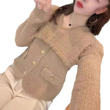 Autumn And Winter New French Retro Big Lapel Knit Cardigan Small Fragrant Wind Temperament Senior Sweater Female Coat-Outfit